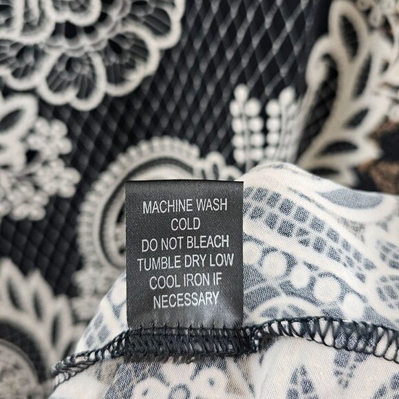 JM Studio Sheath Dress 2X Black Cream Floral Neutral Fall Lightweight Stretch - Picture 4 of 9